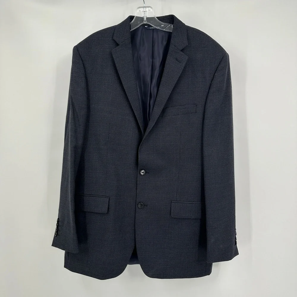 Ralph Lauren Mens 42L Wool Blazer Navy‎ Grey Micro Check Sport Coat 2-Button
